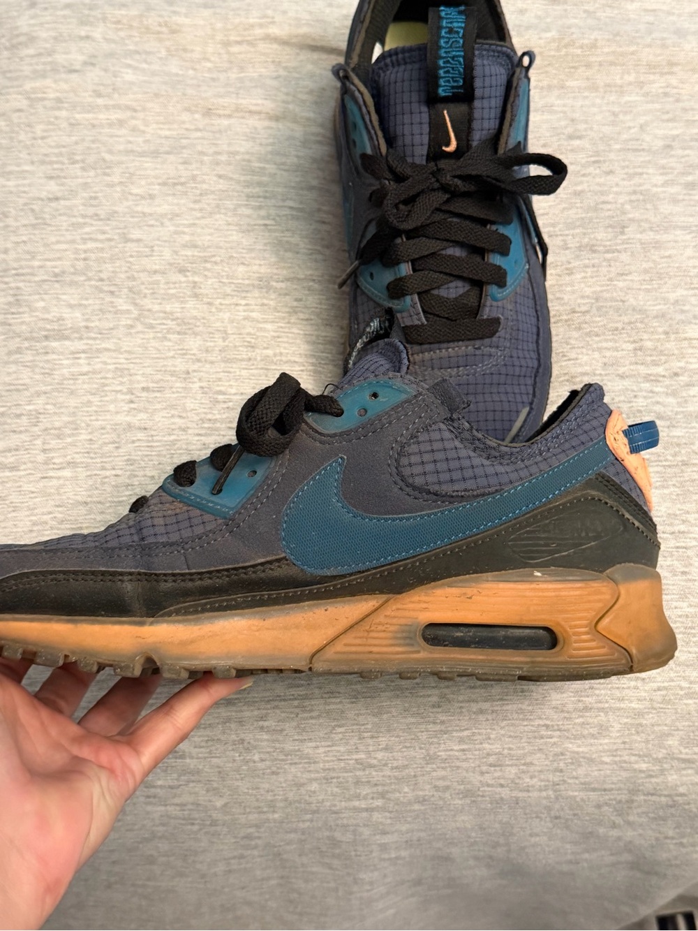Nike Air Max 90 Ballistic Navy Teal Pink Gum Sneakers Women's 8.5
